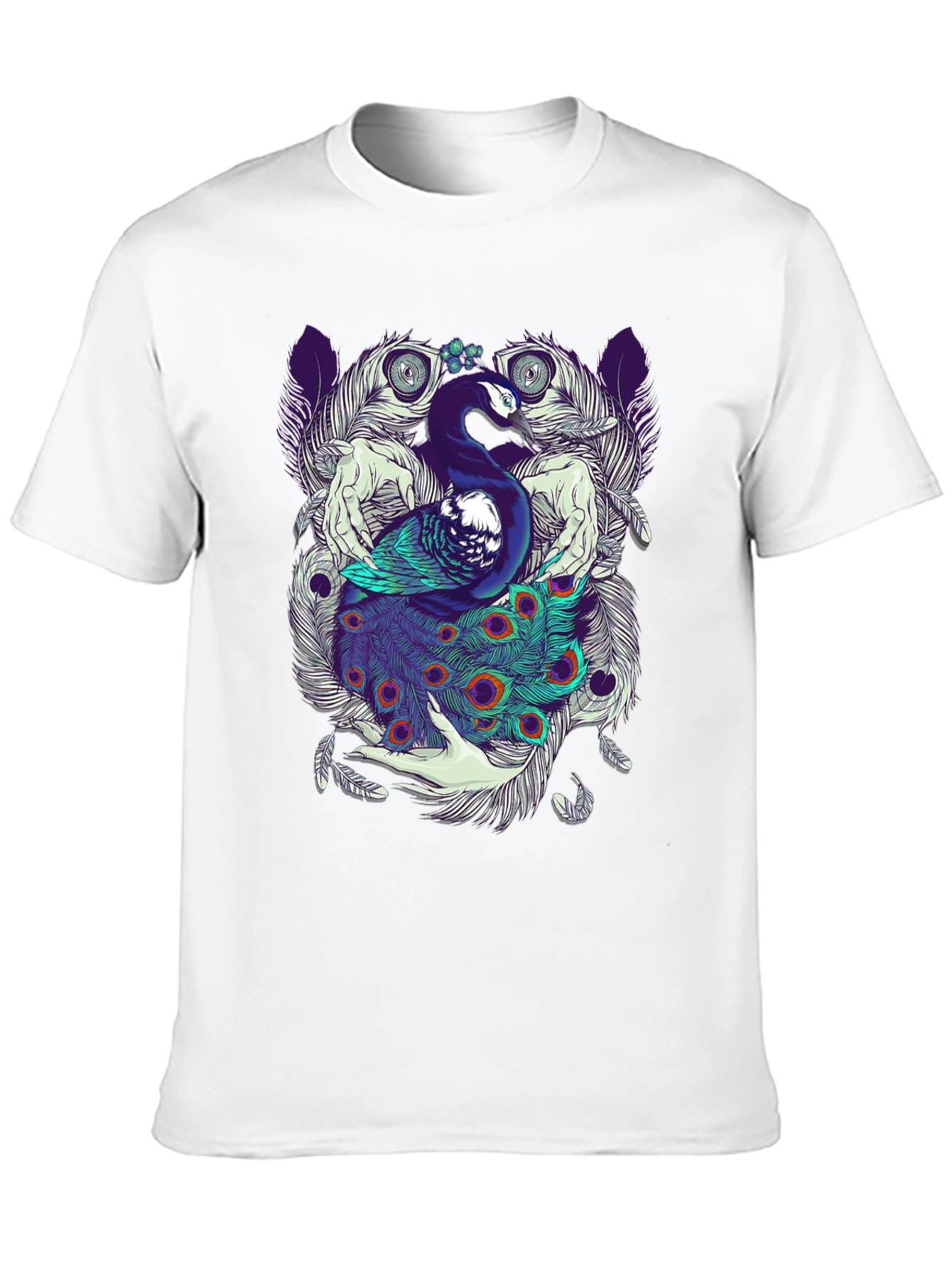 Peacock Feather Graphic Tee - Unique Design