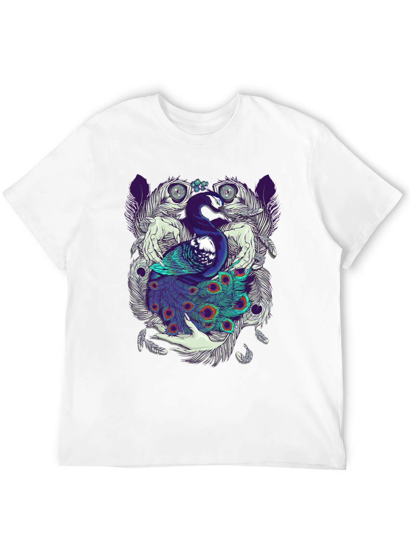 Peacock Feather Graphic Tee - Unique Design