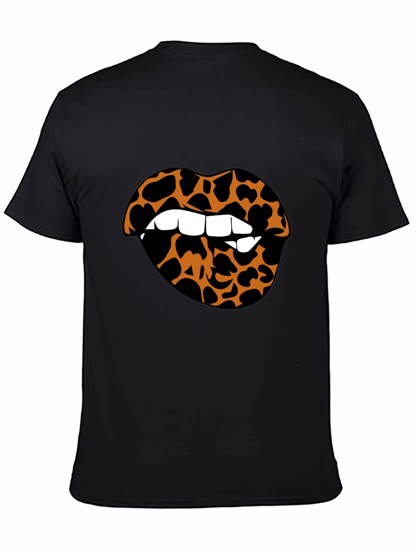 Leopard Lips Graphic Tee - Stylish Crew Neck T-Shirt