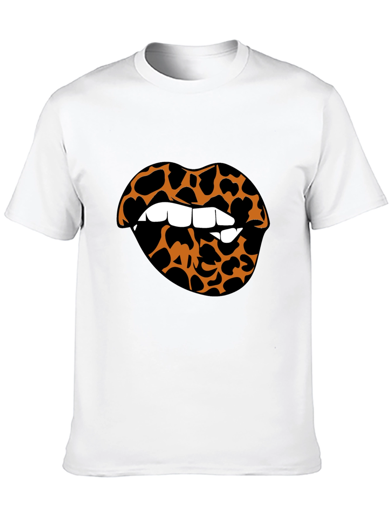 Leopard Lips Graphic Tee - Stylish Crew Neck T-Shirt