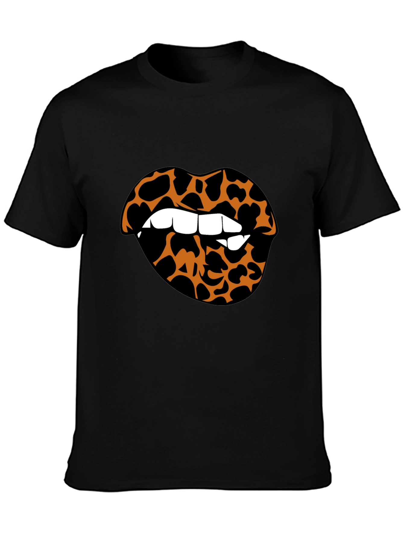 Leopard Lips Graphic Tee - Stylish Crew Neck T-Shirt