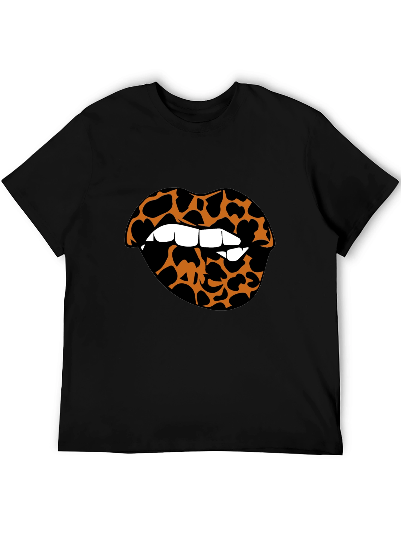 Leopard Lips Graphic Tee - Stylish Crew Neck T-Shirt
