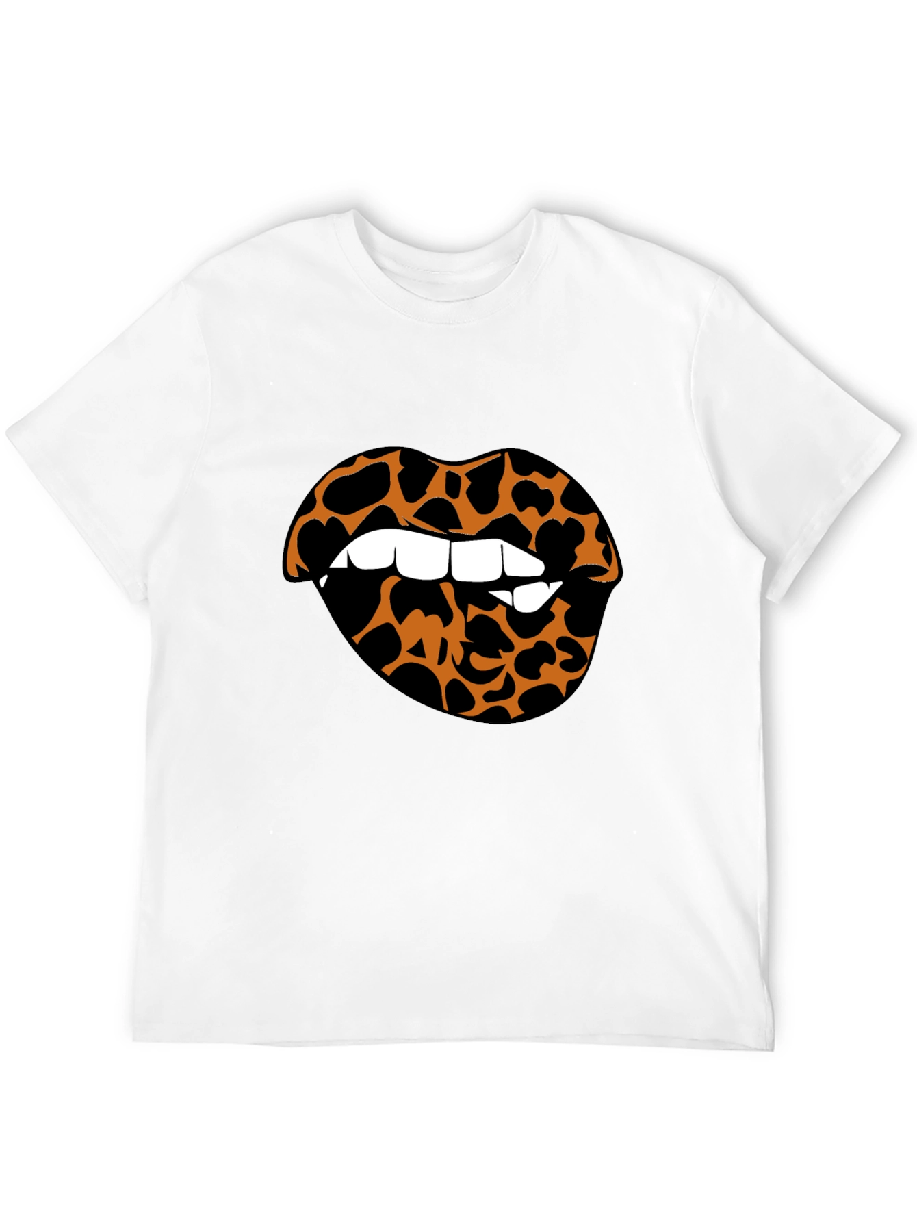 Leopard Lips Graphic Tee - Stylish Crew Neck T-Shirt