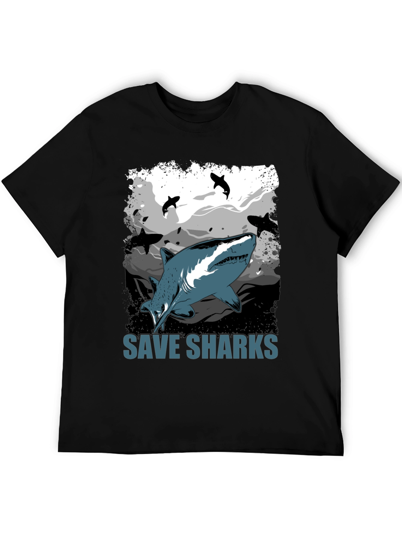 Save Sharks Graphic T-Shirt - Black Cotton Tee