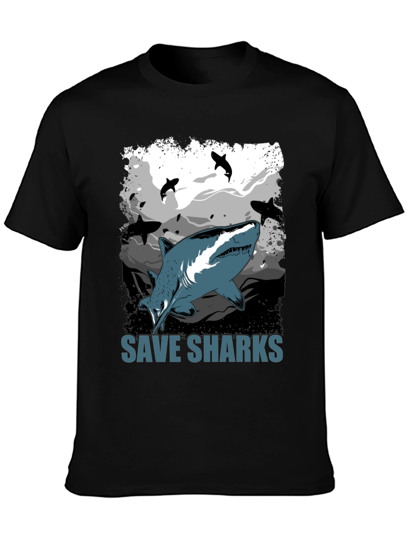 Save Sharks Graphic T-Shirt - Black Cotton Tee