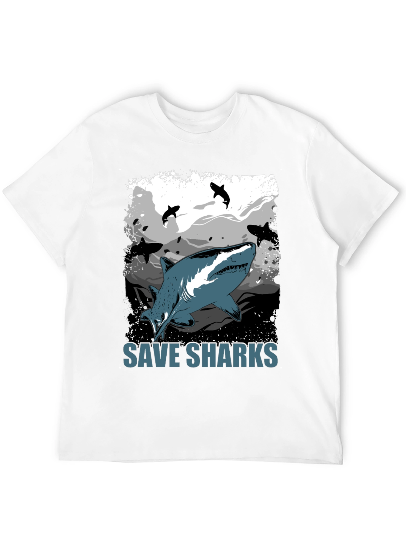 Save Sharks Graphic T-Shirt - Black Cotton Tee