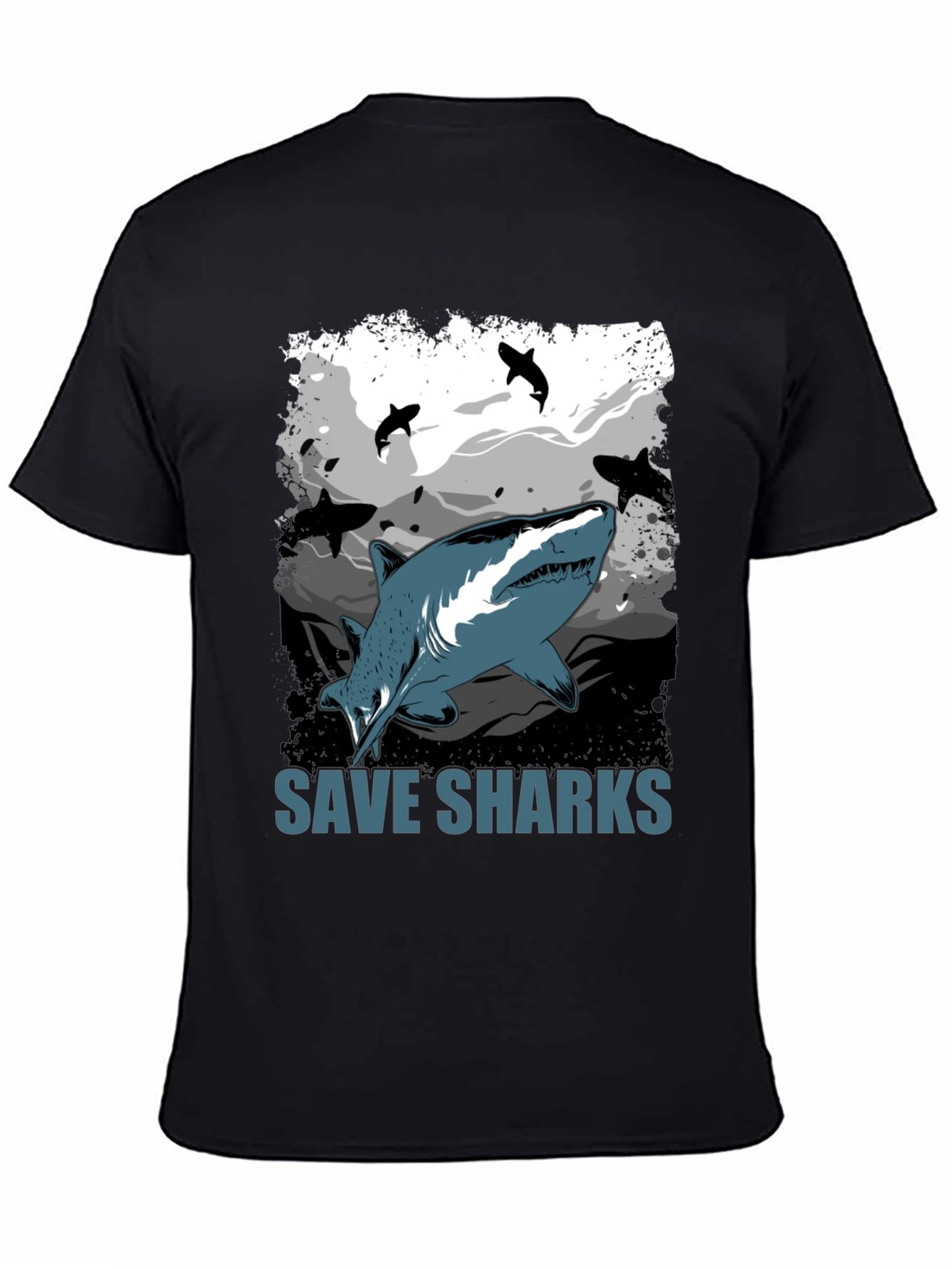 Save Sharks Graphic T-Shirt - Black Cotton Tee