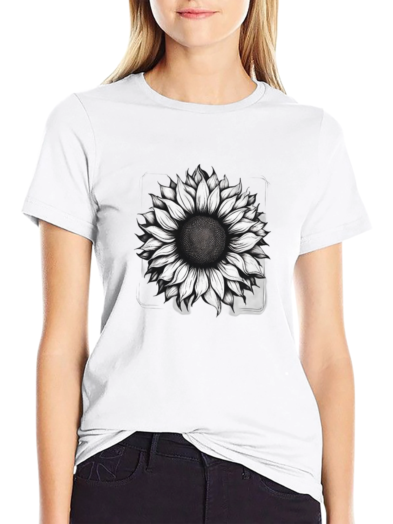 Sunflower Graphic Print T-Shirt - Black