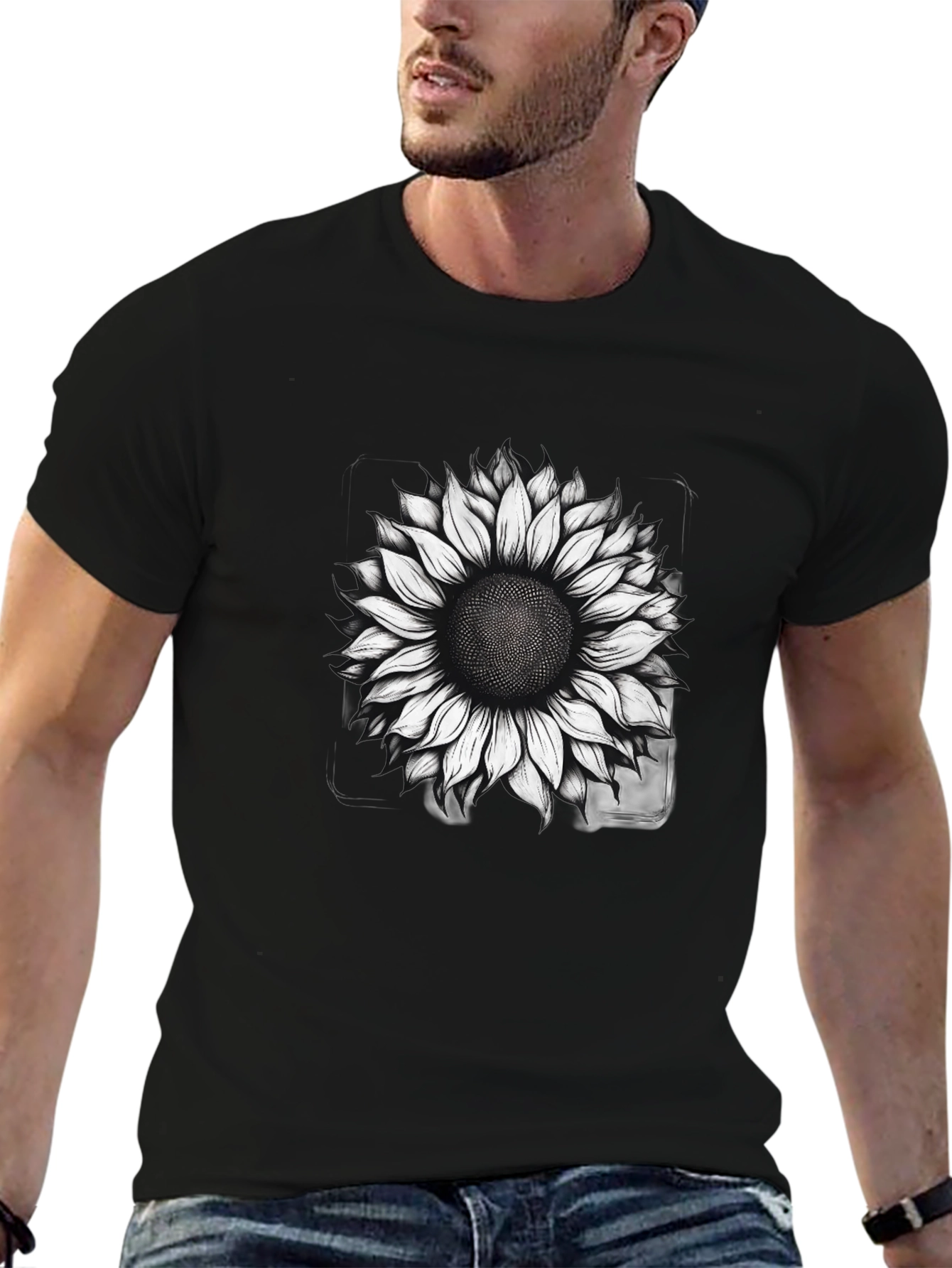 Sunflower Graphic Print T-Shirt - Black