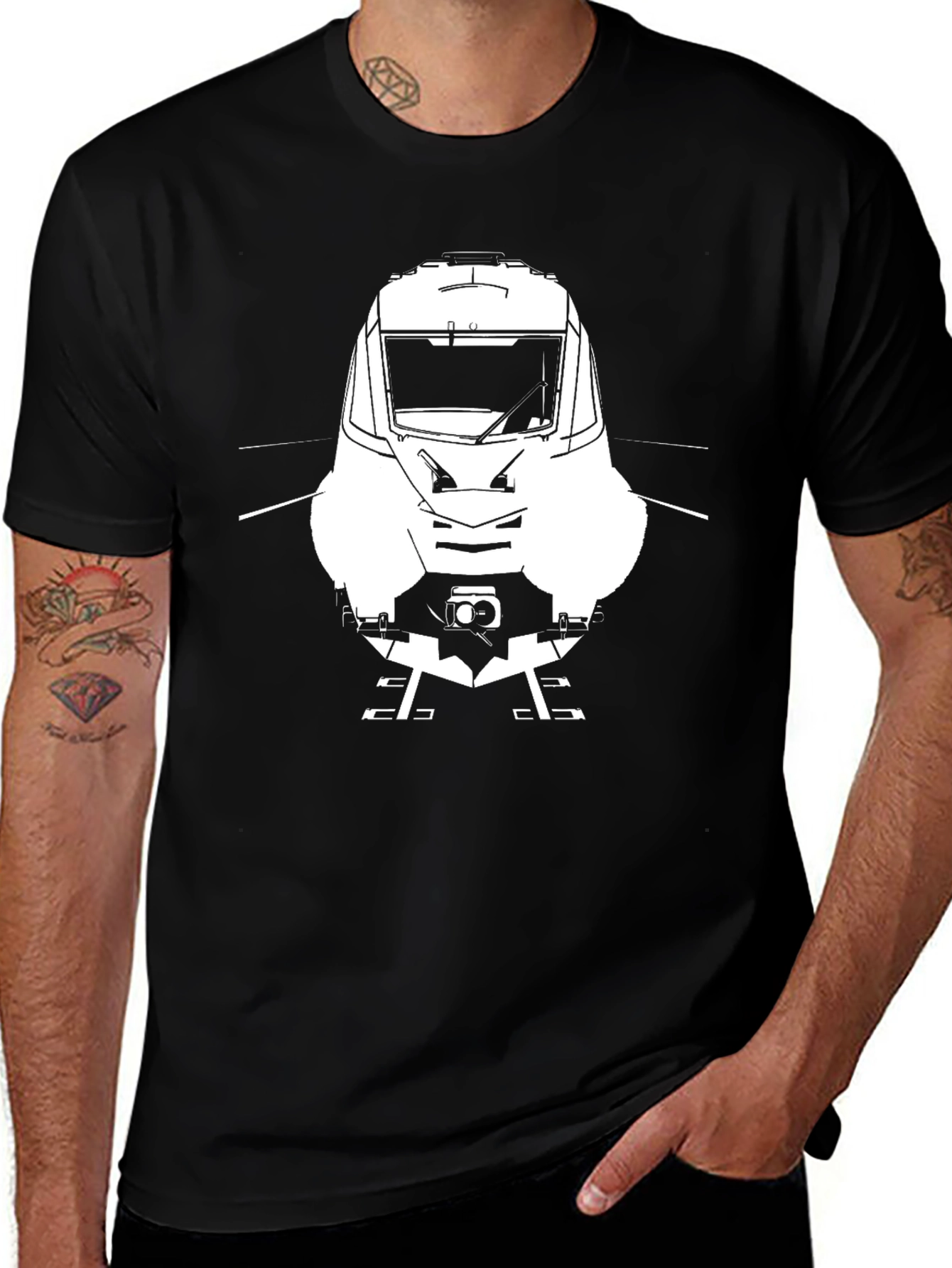 Train Graphic Tee - Black Cotton Comfort