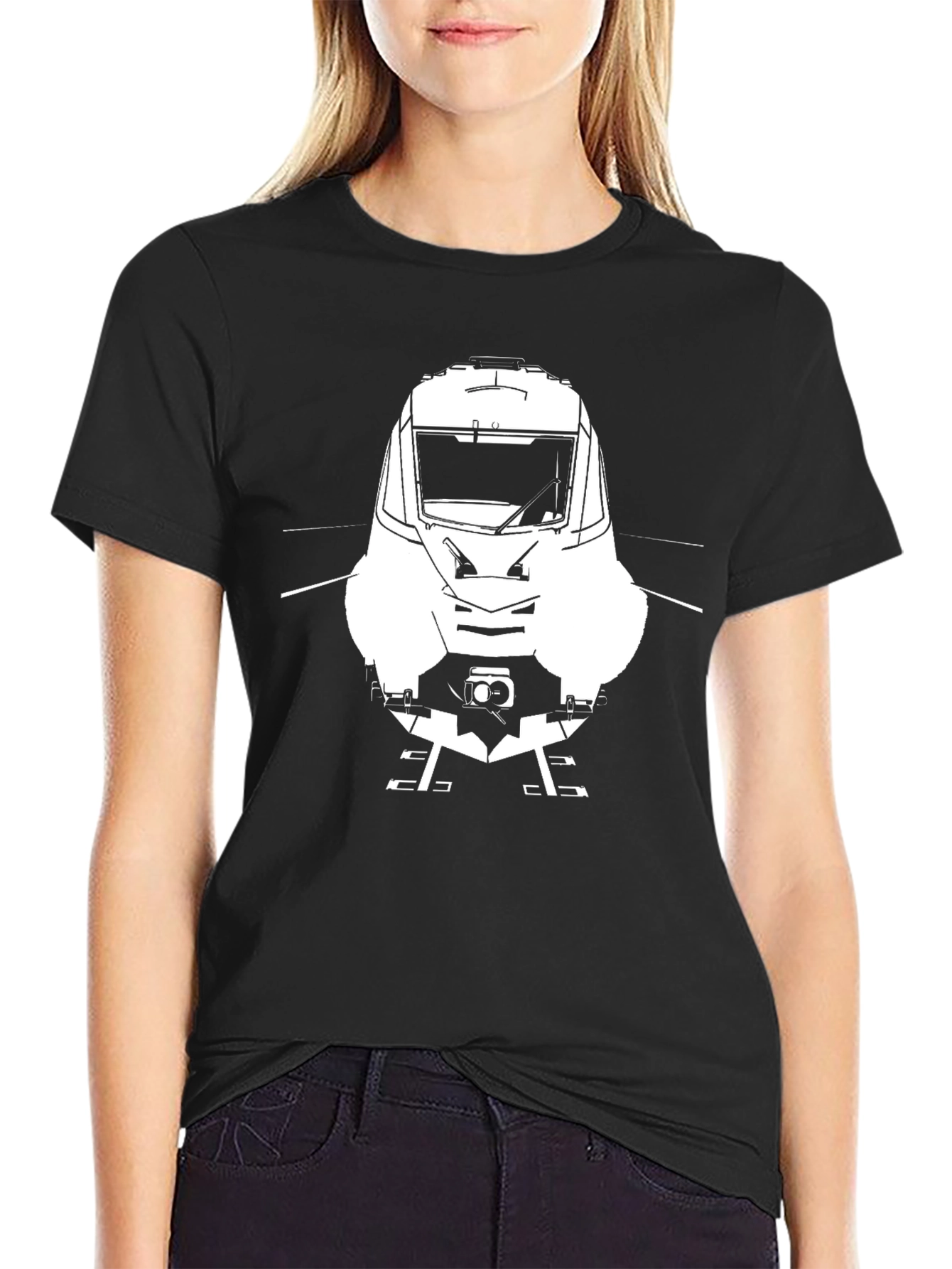 Train Graphic Tee - Black Cotton Comfort