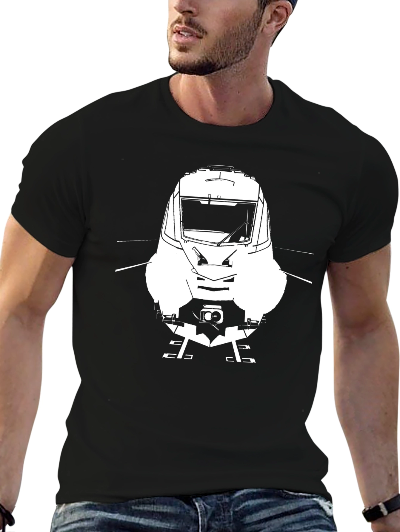 Train Graphic Tee - Black Cotton Comfort