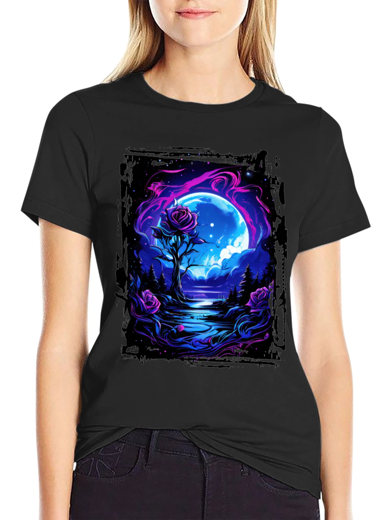Mystic Moonlit Rose Graphic Tee
