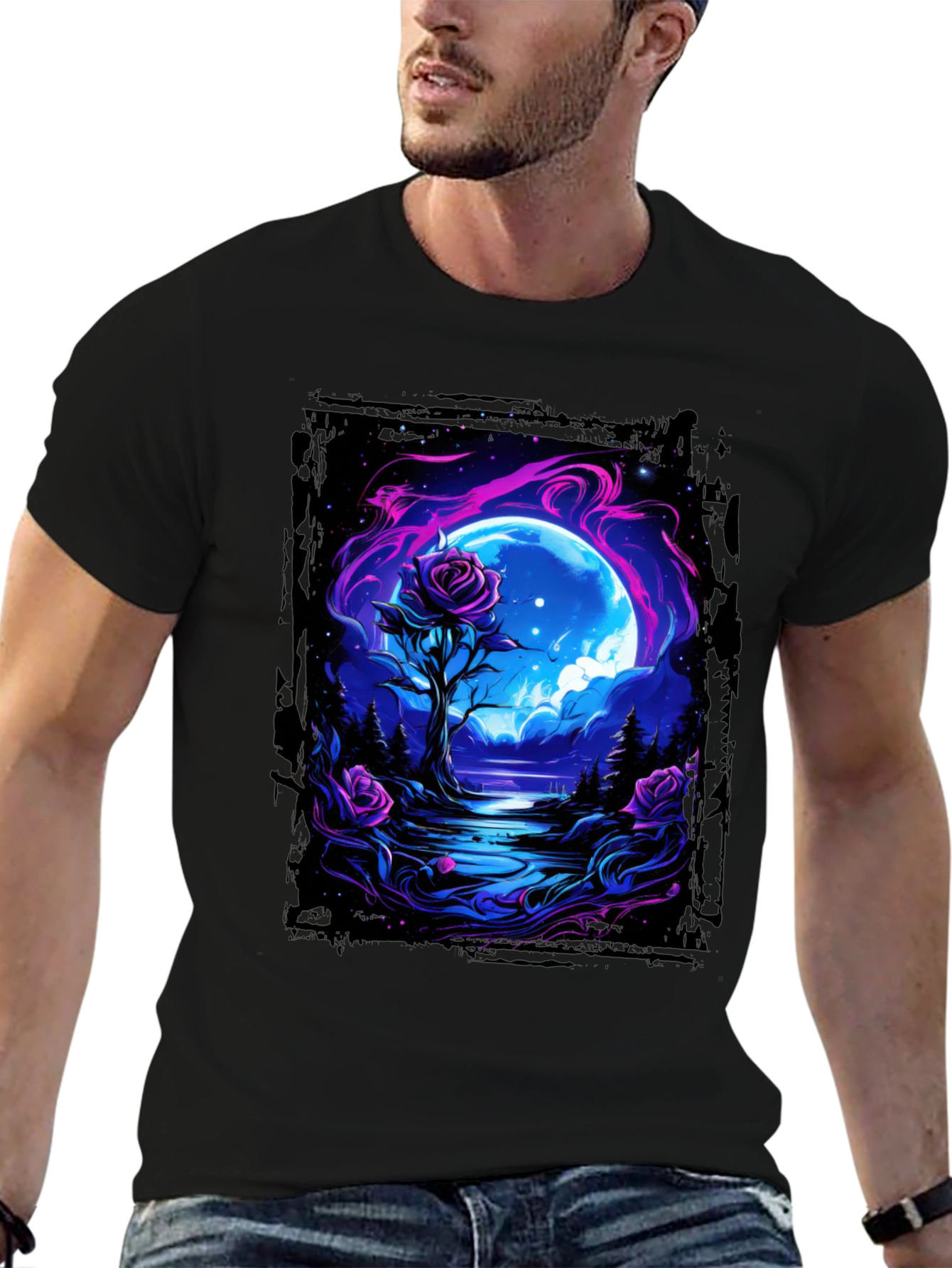 Mystic Moonlit Rose Graphic Tee