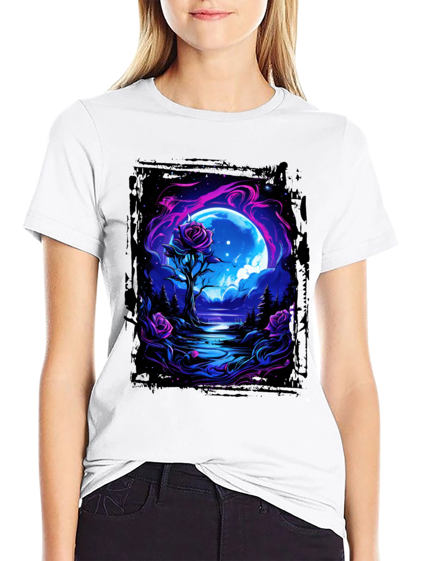 Mystic Moonlit Rose Graphic Tee