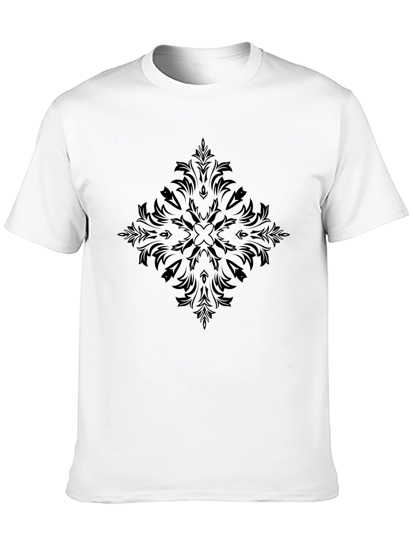 Elegant Black Tee with Ornamental Print