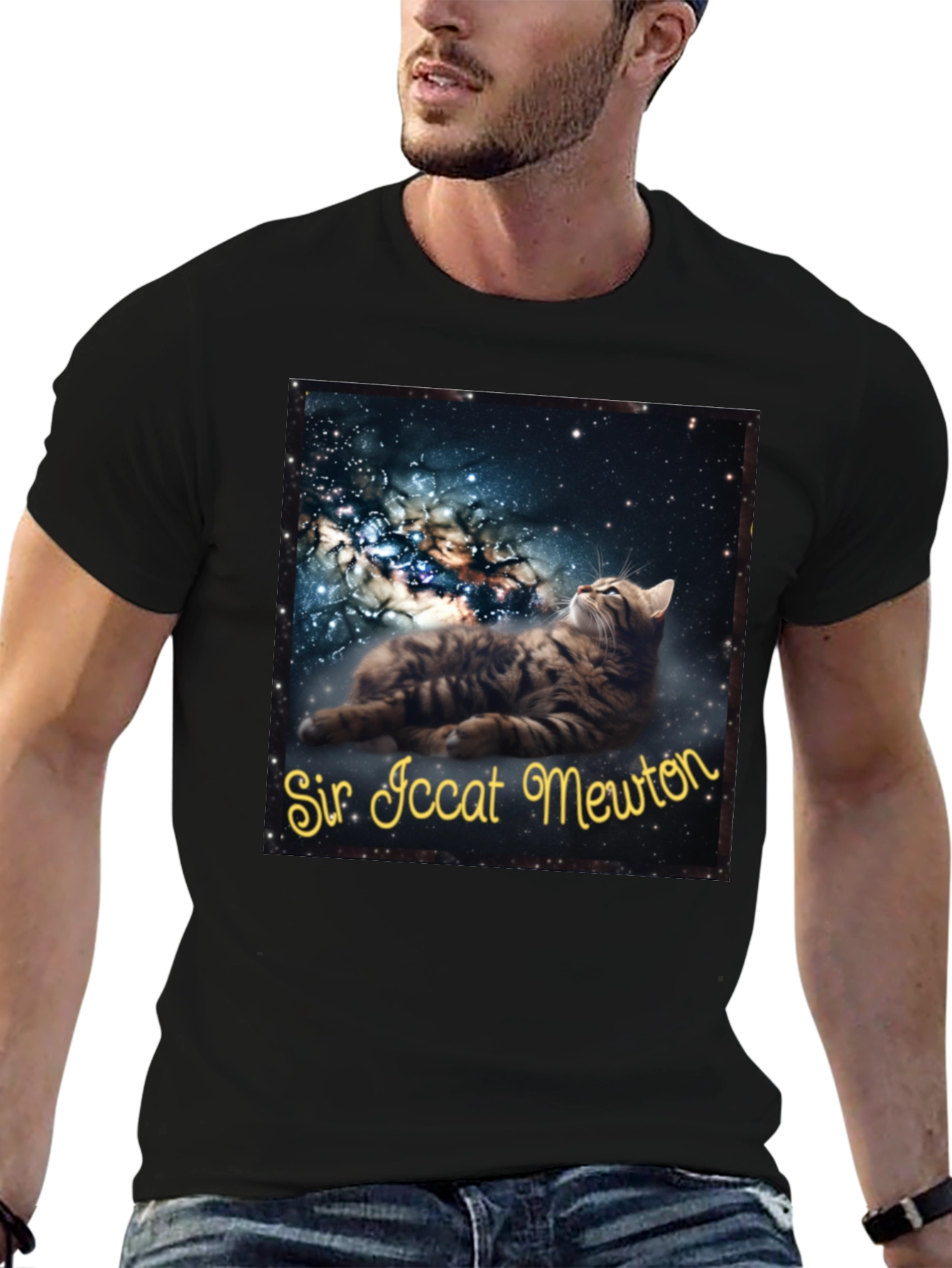 Sir Iccat Mewton T-Shirt - Galaxy Cat Tee
