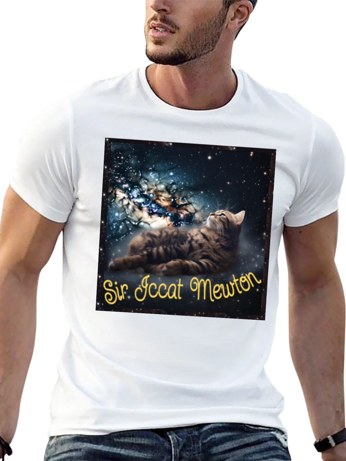 Sir Iccat Mewton T-Shirt - Galaxy Cat Tee