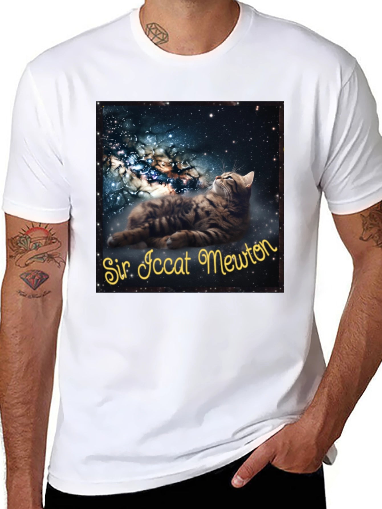 Sir Iccat Mewton T-Shirt - Galaxy Cat Tee