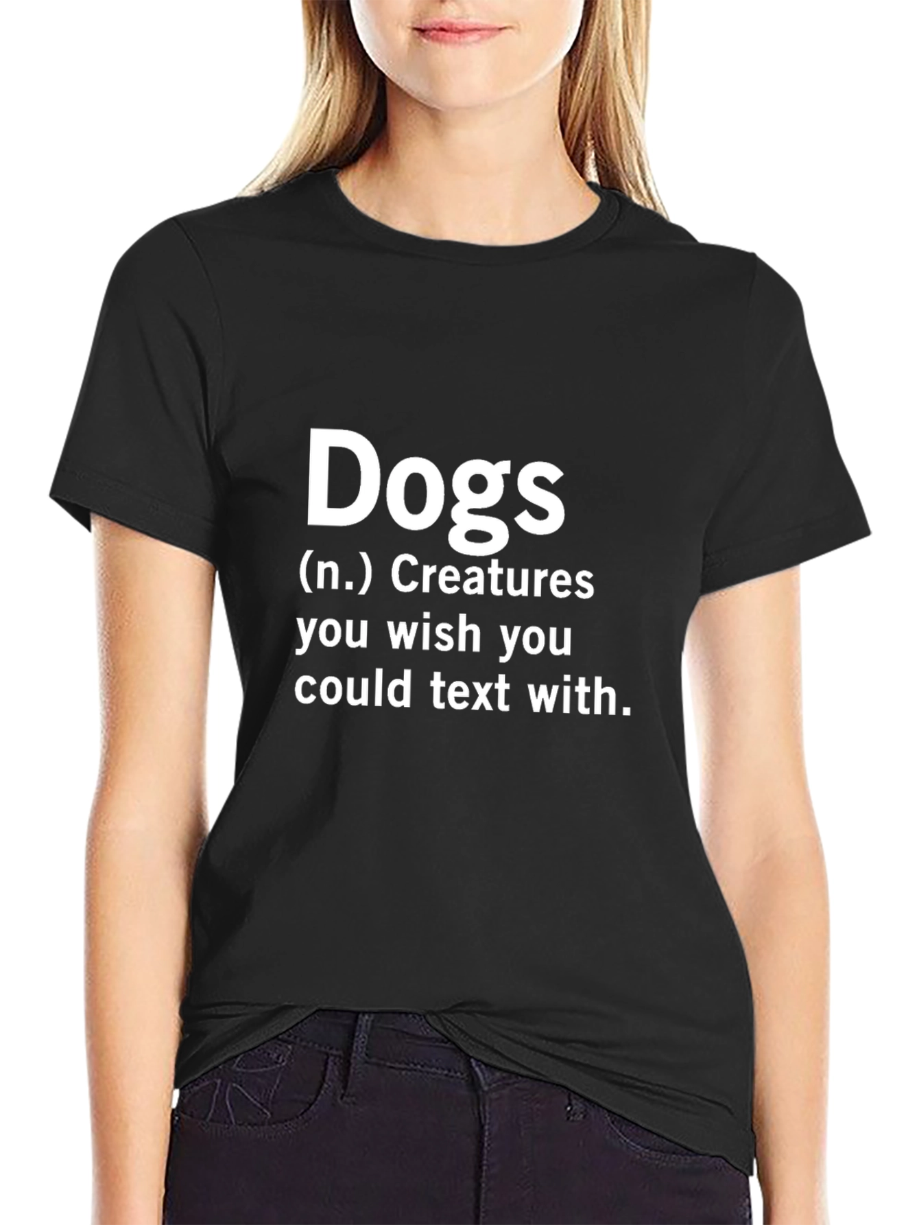 Dogs Text With T-Shirt - Unisex Black Cotton Tee