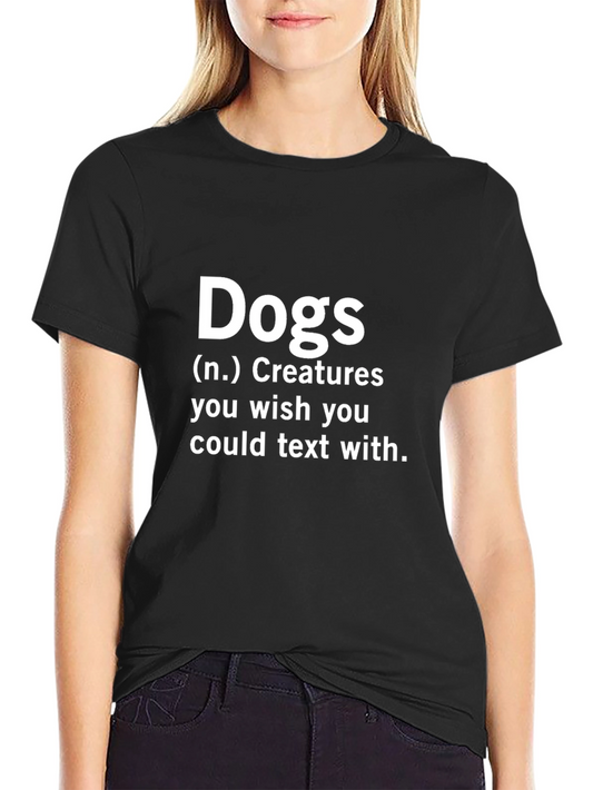Dogs Text With T-Shirt - Unisex Black Cotton Tee