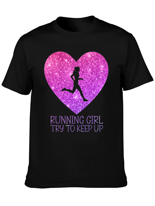 Running Girl Heart Graphic Tee - Try To Keep Up