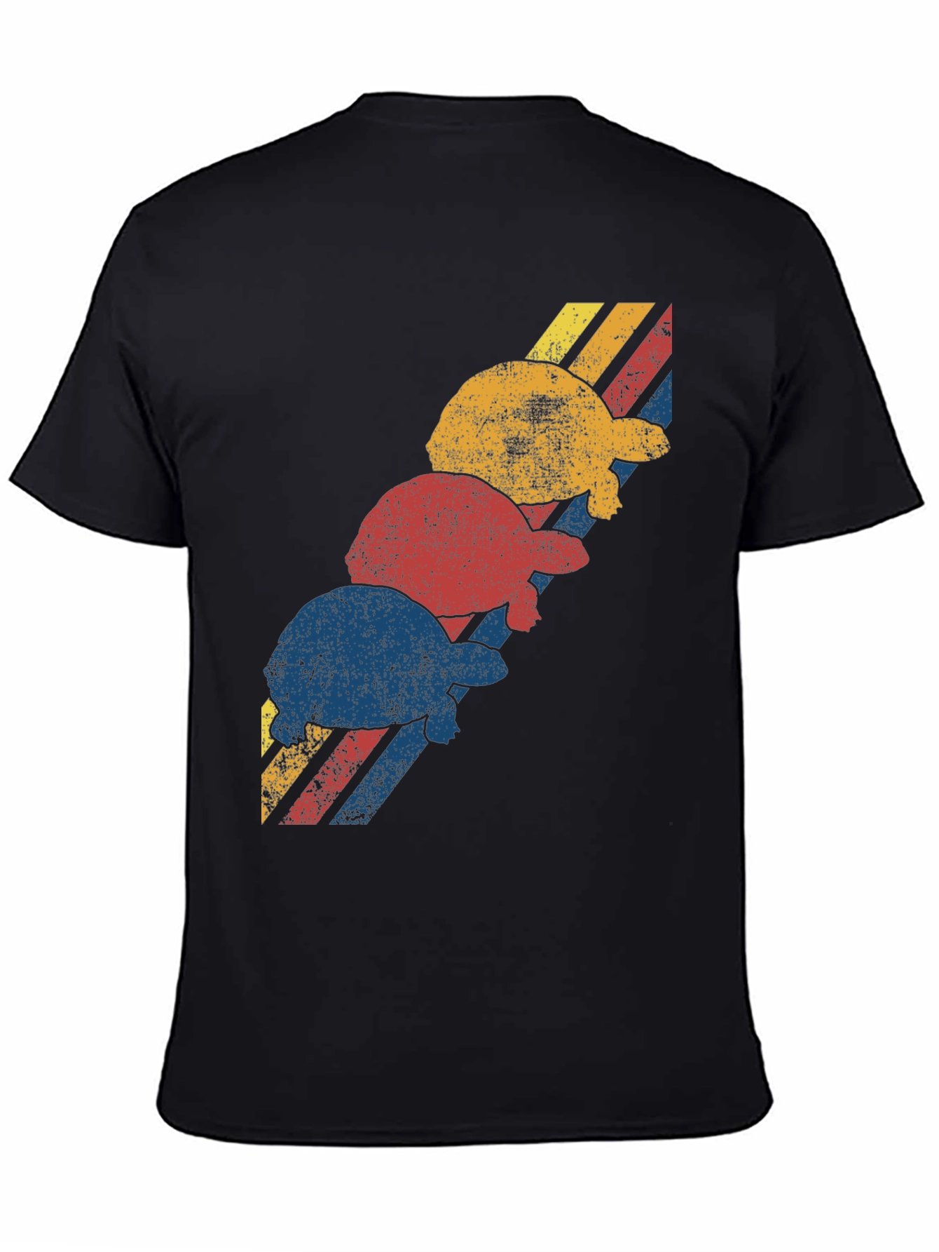 Retro Turtle Stack Graphic Tee - Black