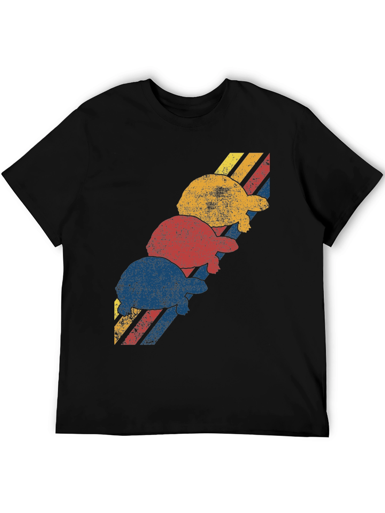 Retro Turtle Stack Graphic Tee - Black