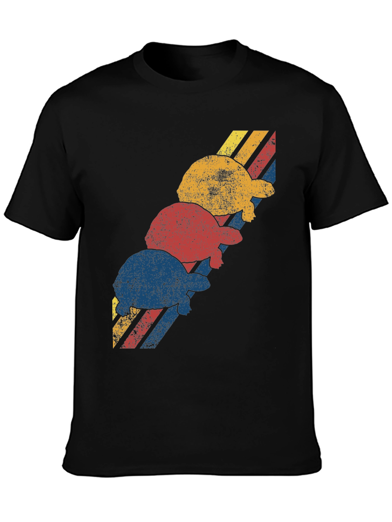 Retro Turtle Stack Graphic Tee - Black