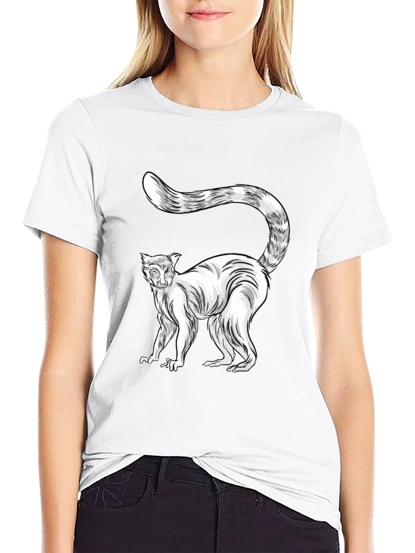 Ring-Tailed Lemur Graphic Tee - Black