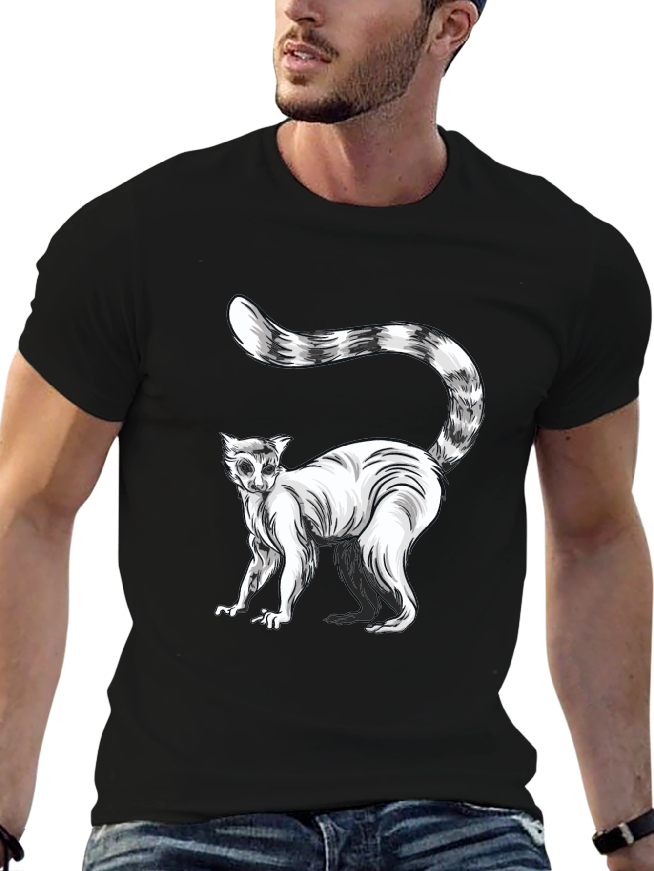 Ring-Tailed Lemur Graphic Tee - Black