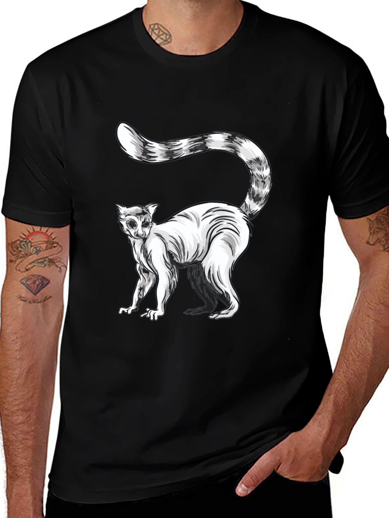 Ring-Tailed Lemur Graphic Tee - Black