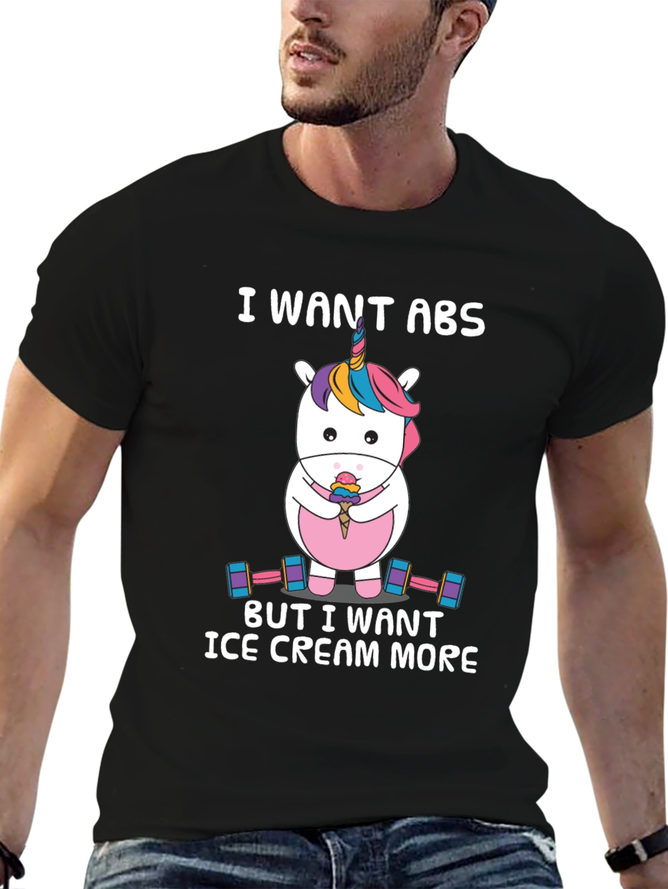 Funny Unicorn Abs Ice Cream T-Shirt