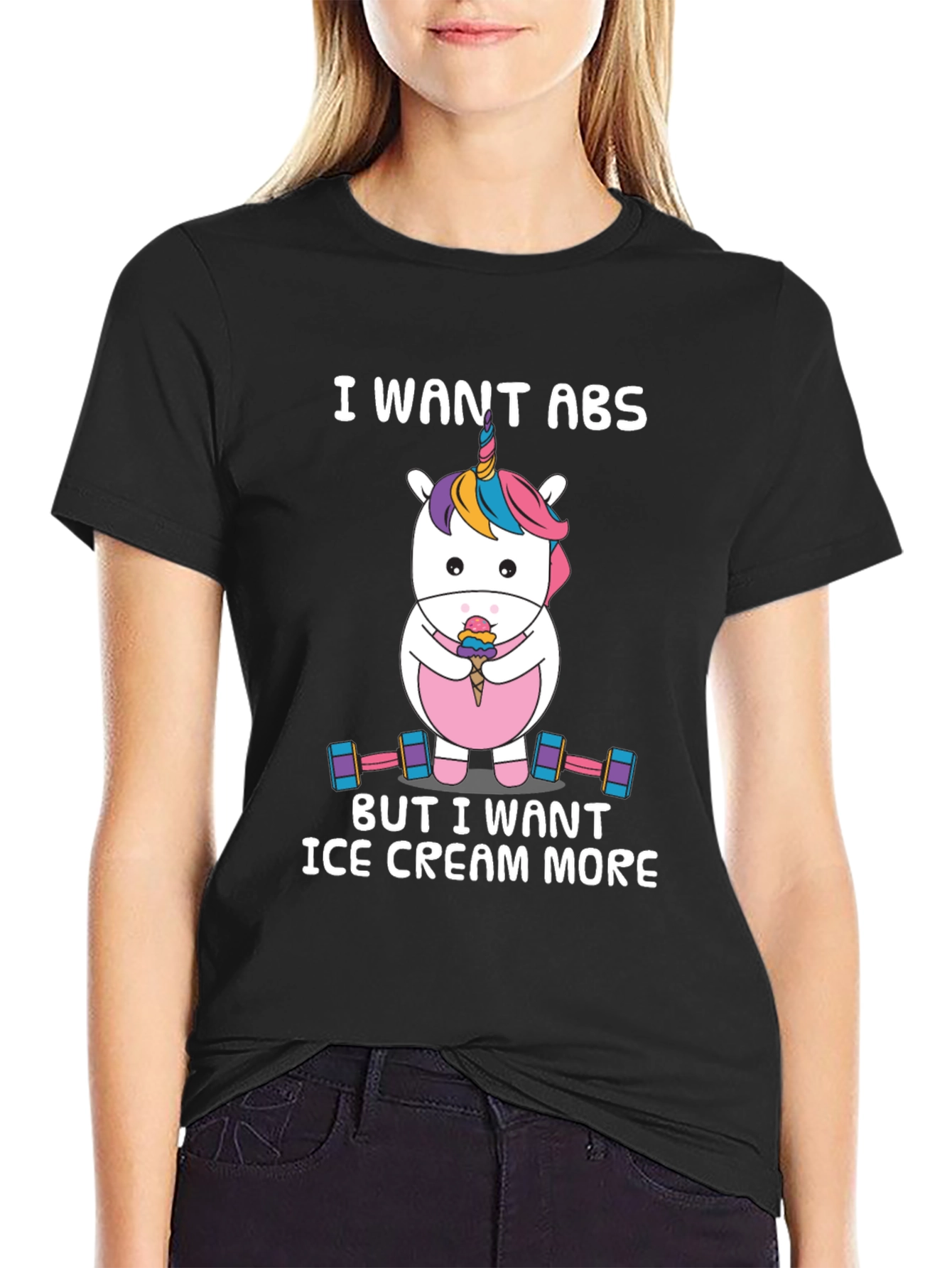 Funny Unicorn Abs Ice Cream T-Shirt