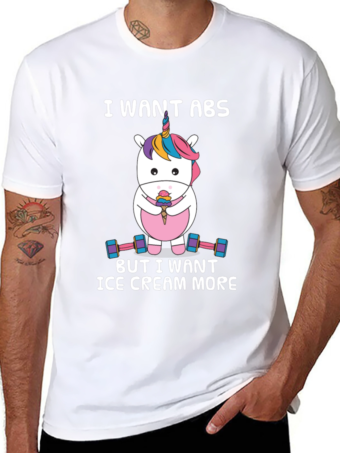 Funny Unicorn Abs Ice Cream T-Shirt