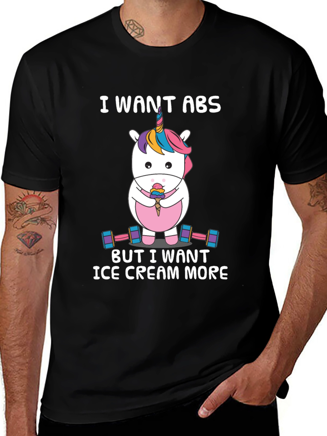 Funny Unicorn Abs Ice Cream T-Shirt