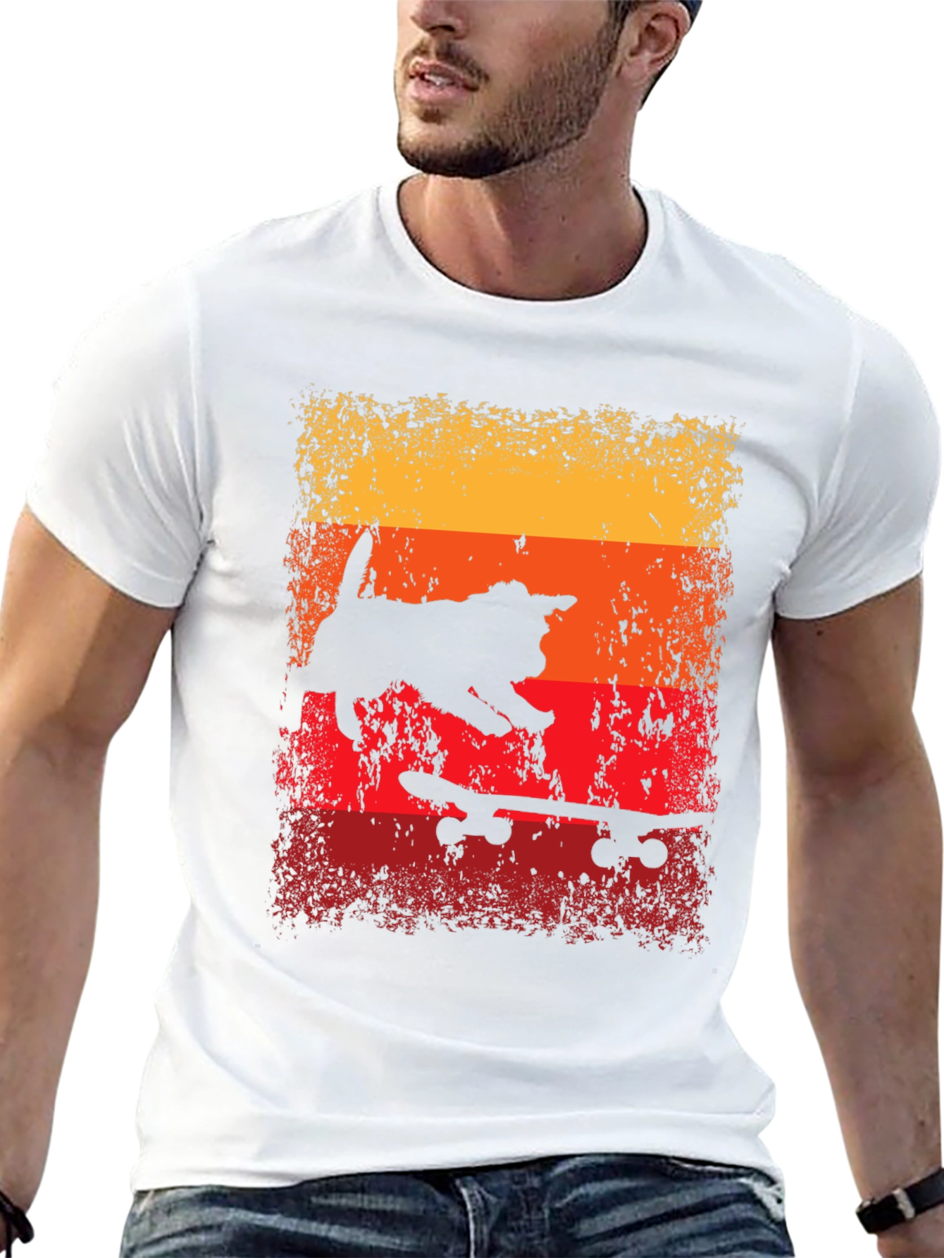 Skateboarding Cat T-Shirt - Retro Style