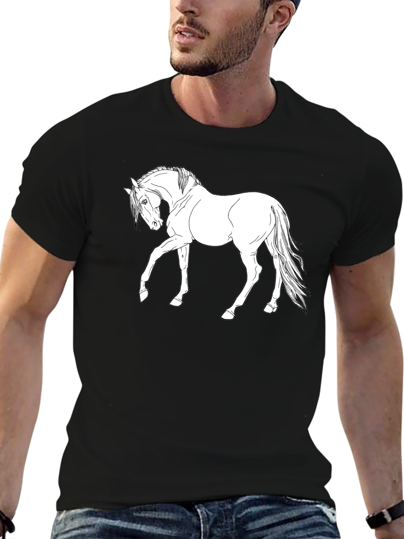 Horse Graphic Black T-Shirt - Equestrian Style