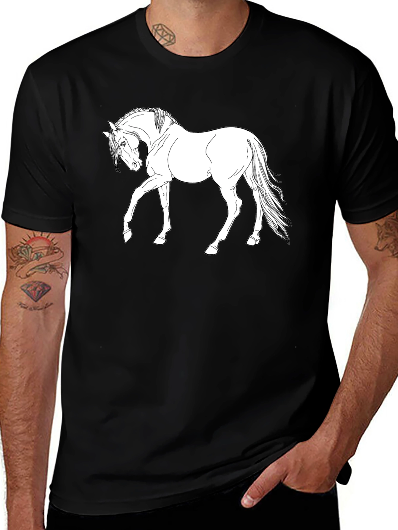Horse Graphic Black T-Shirt - Equestrian Style