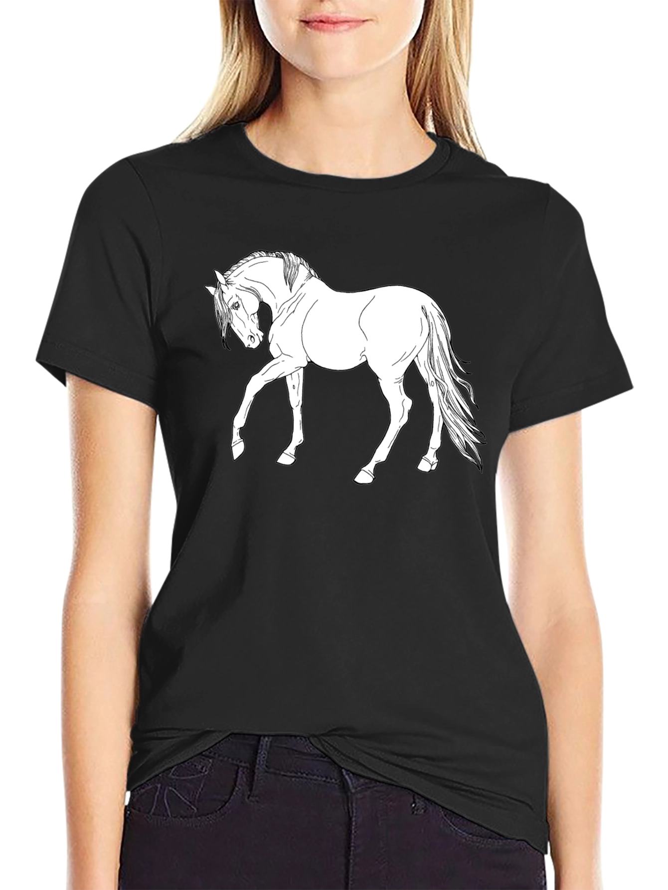 Horse Graphic Black T-Shirt - Equestrian Style