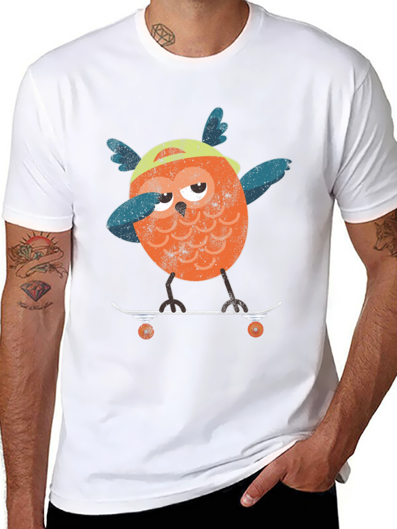 Skateboarding Owl Graphic T-Shirt