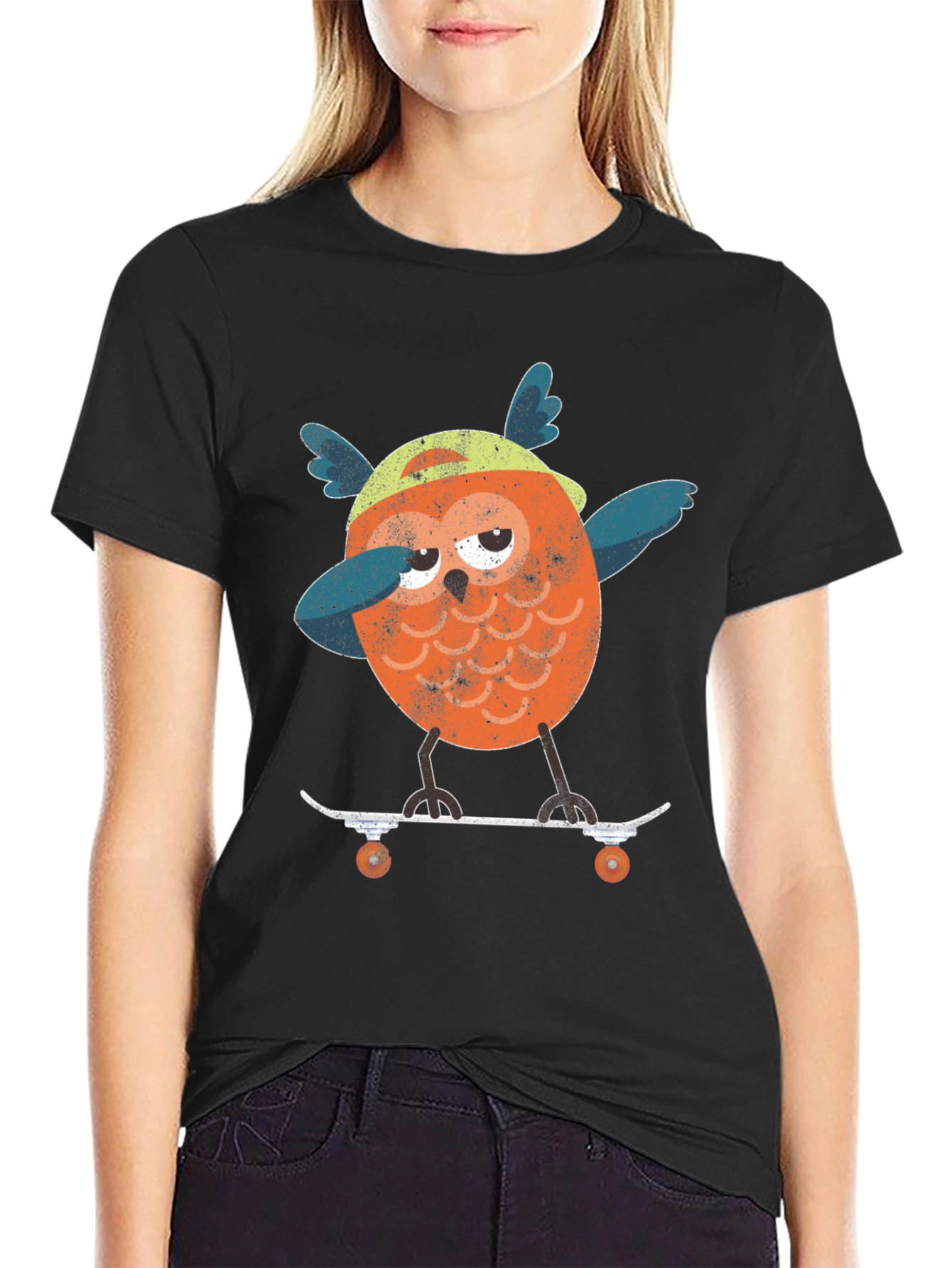 Skateboarding Owl Graphic T-Shirt