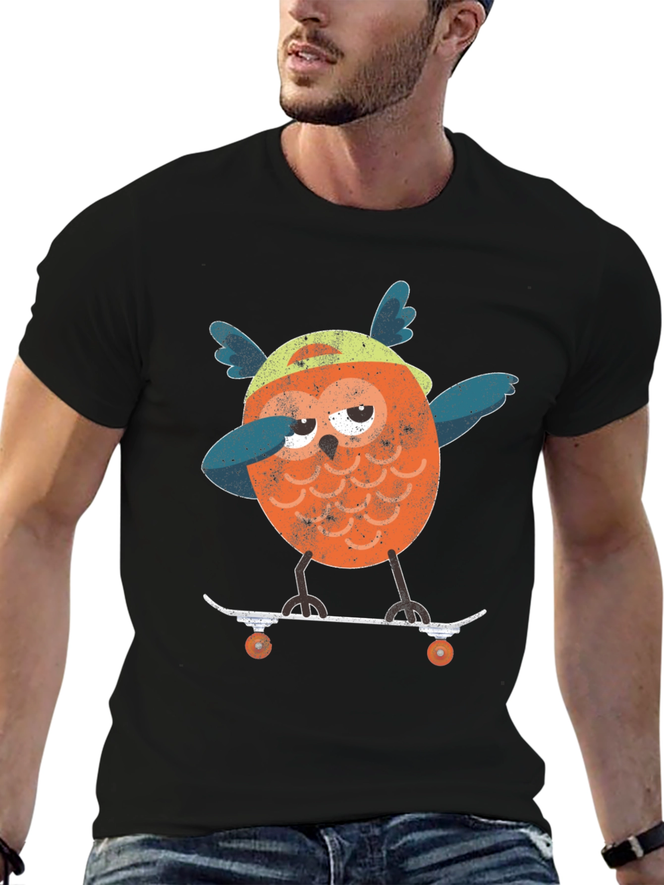 Skateboarding Owl Graphic T-Shirt
