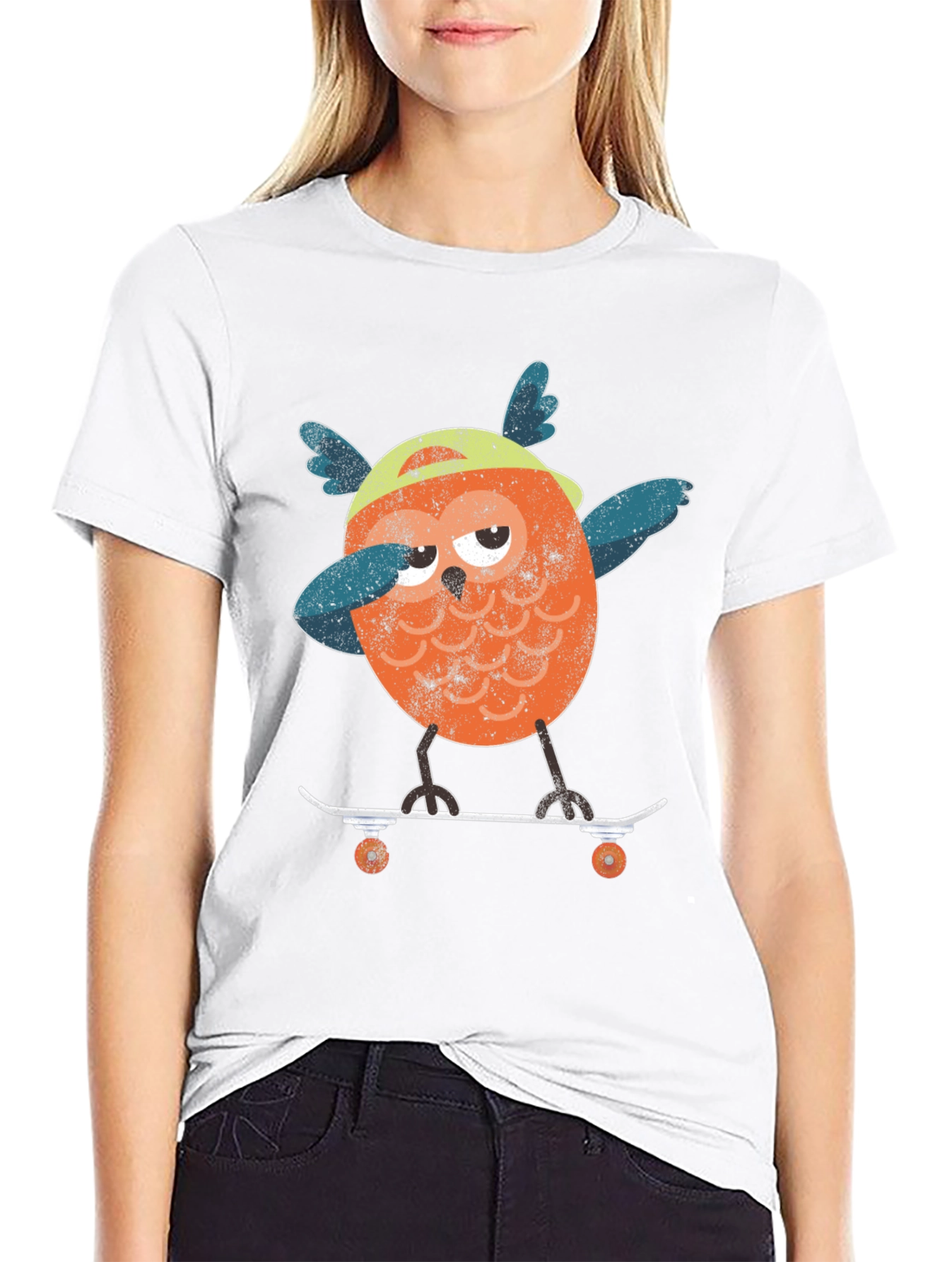 Skateboarding Owl Graphic T-Shirt