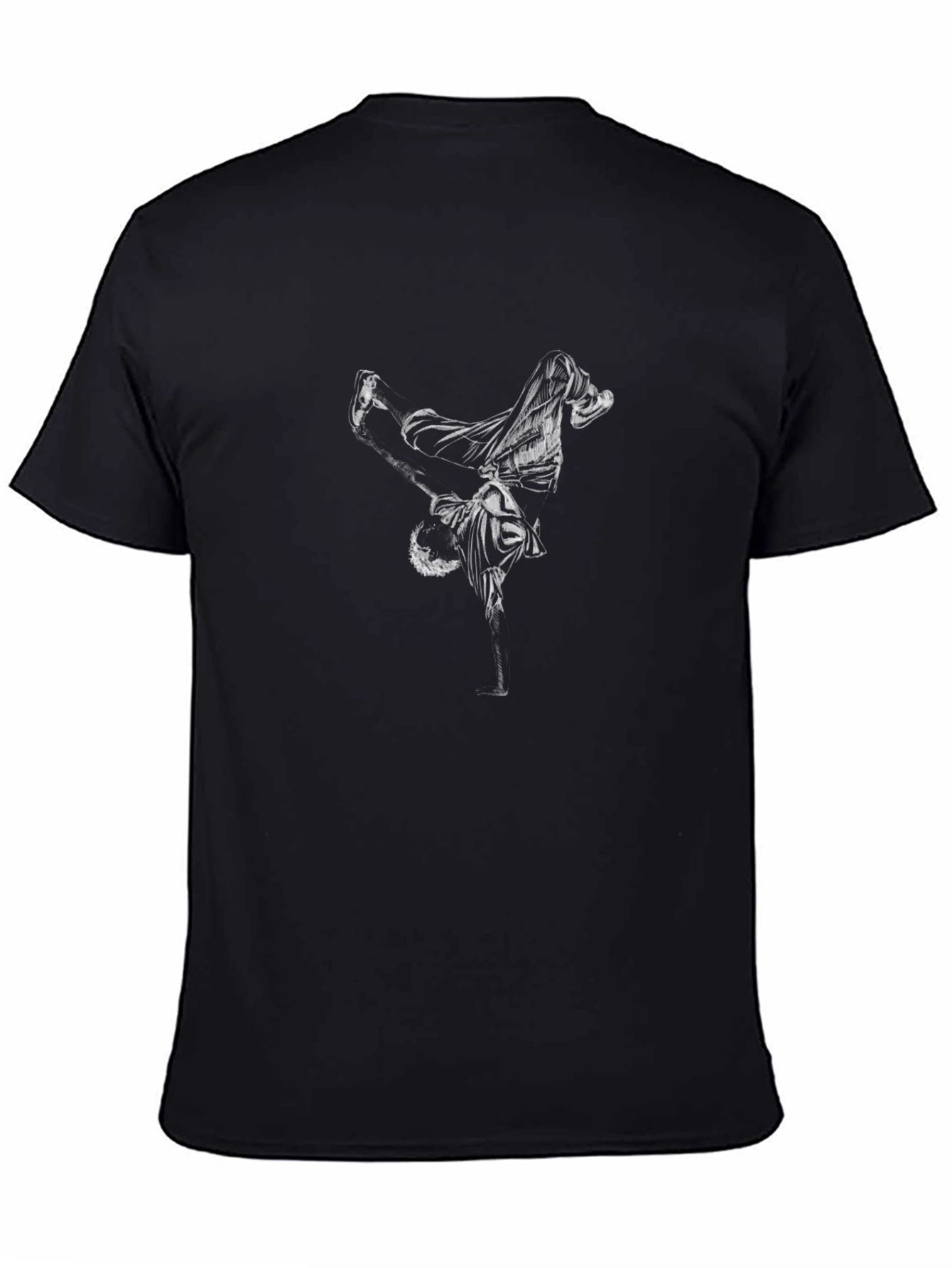 Black Graphic Tee - Breakdancer Design