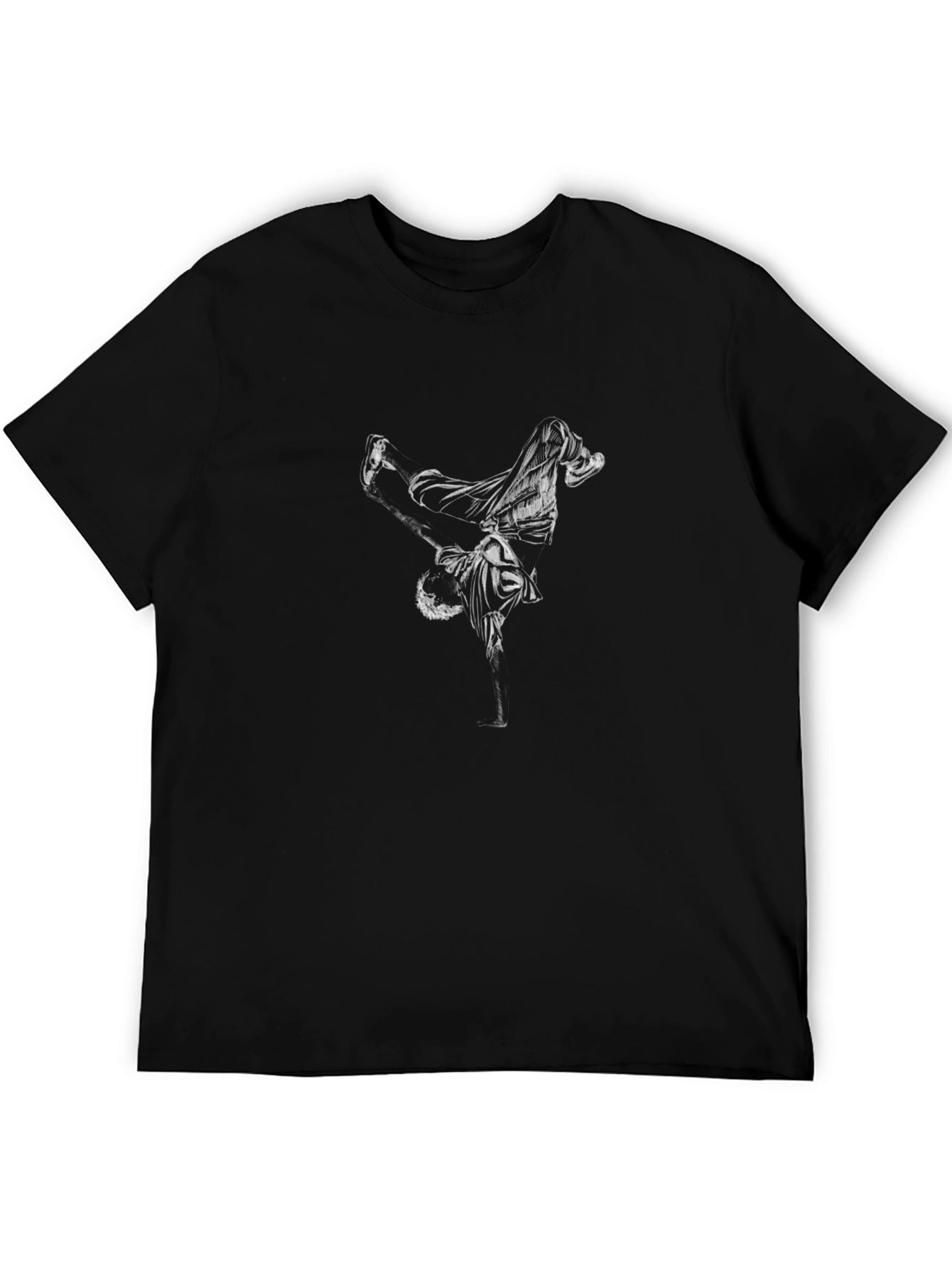 Black Graphic Tee - Breakdancer Design