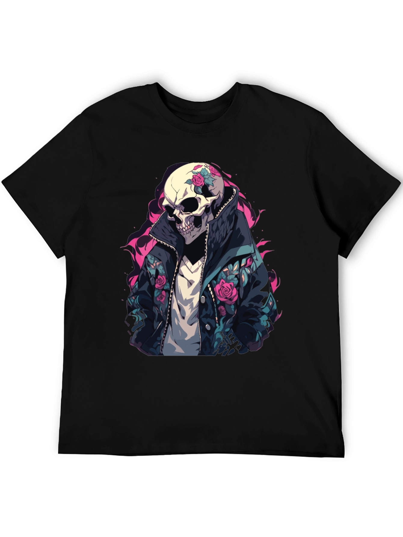 Skull Rose Jacket T-Shirt - Edgy Style