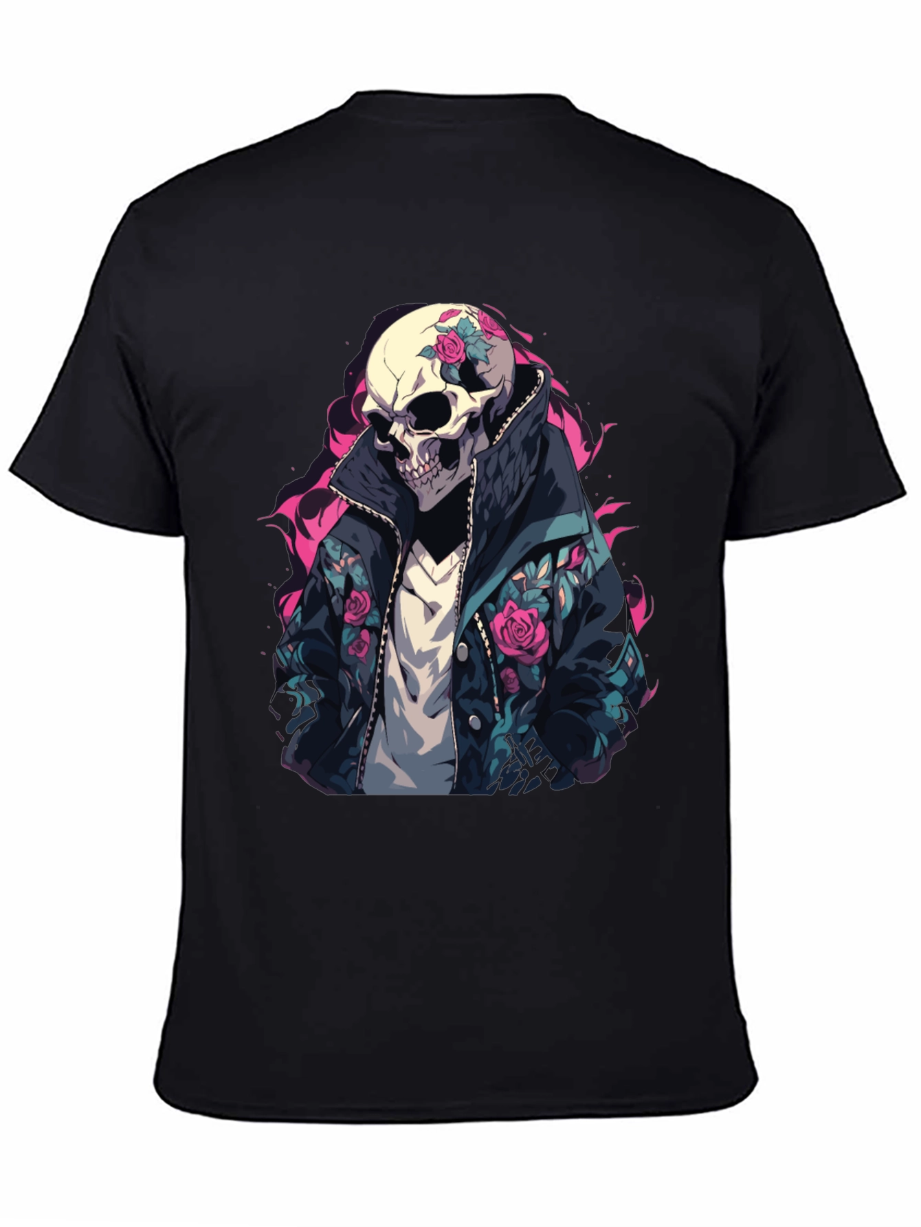 Skull Rose Jacket T-Shirt - Edgy Style