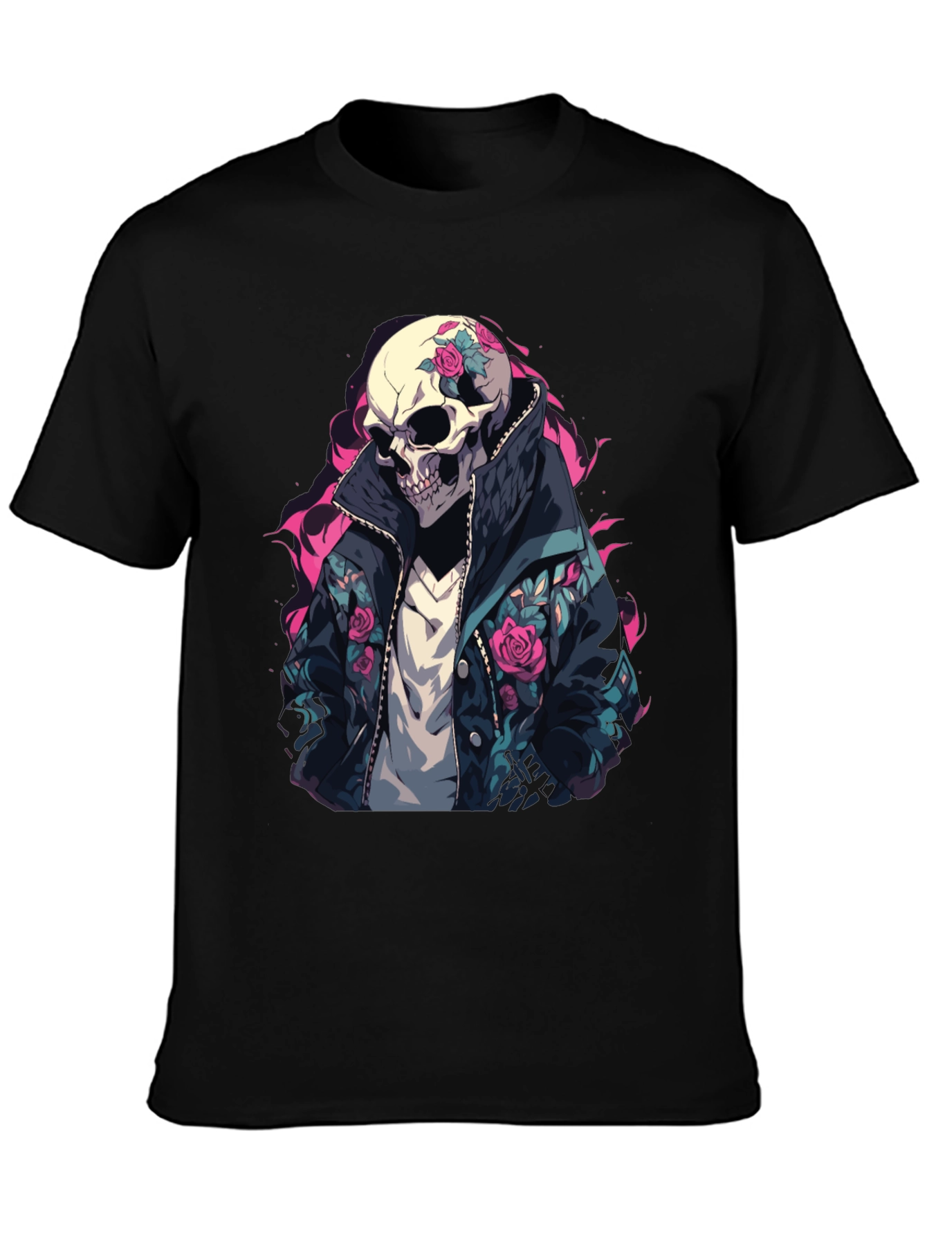 Skull Rose Jacket T-Shirt - Edgy Style