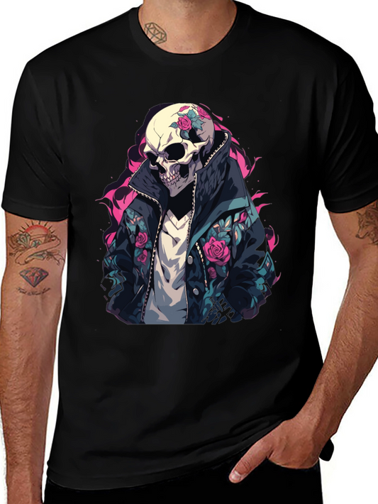 Skull Rose Jacket T-Shirt - Edgy Style